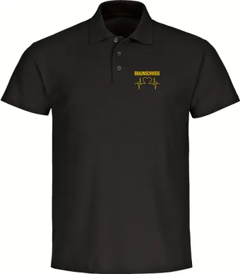 Produktbild von multifanshop Poloshirt - Braunschweig - Herzschlag, schwarz-1, Größe 3XL