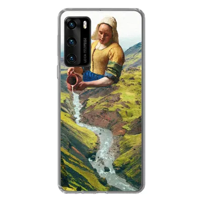 Produktbild von MuchoWow® Handyhülle Schutzhülle Hülle für Huawei P40 Milchmädchen - Natur - Vermeer Silikon Softcase Handy Hülle - Handytasche
