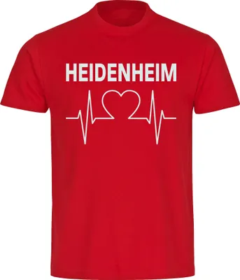 Produktbild von multifanshop Herren T-Shirt - Heidenheim - Herzschlag, rot, Größe 5XL