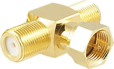 Produktbild von T-Stück 1-mal F-Stecker / 2-mal F-Buchse vergoldet