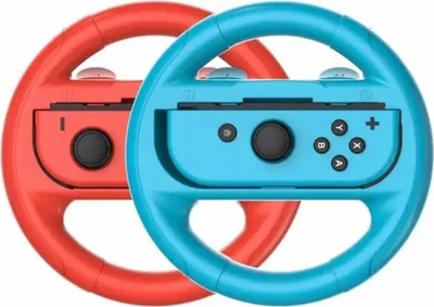 Produktbild von Joy-Con Lenkrad 2er Set kompatibel mit Nintendo Switch – Racing Wheel Controller Zubehör für Mario Kart Blau Rot
