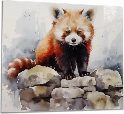 Produktbild von Wallario Herdabdeckplatte aus Glas, Größe 60 x 52 cm 1-teilig, Motiv Neugieriger Rotpanda