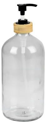 Produktbild von Urban Living Flüssigkeitsspender, 1 l, Glas und Bambus, Durchmesser 9,5 x 24 cm