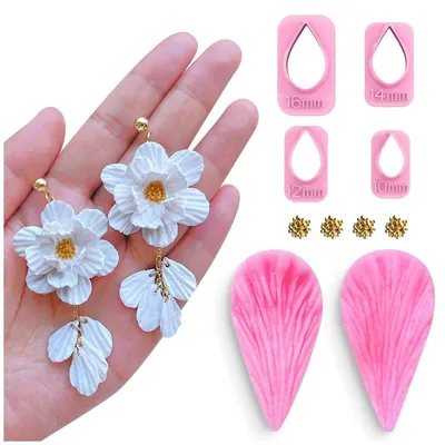 Imagen del producto de Juego de cortadores de arcilla Petal para pendientes, con 4 formas
