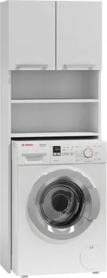 Produktbild von Waschmaschinenschrank Badschrank Hochschrank Schrank Badeegal Überbau mix, Farbe:weiß