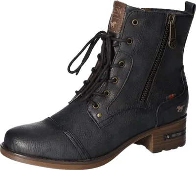 Produktbild von Mustang Damen Boot Stiefelette Reißverschluss Schnürung 1229-513, Größe:40 EU, Farbe:Blau