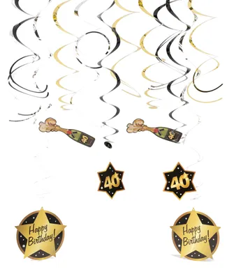 Geburtstagsspiralen Schwarz/Gold, 12 Stück, 1 m, für 40. Geburtstag