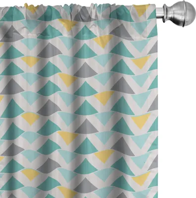 Produktbild von ABAKUHAUS Geometrisch Vorhänge, Gardinen, Chevron-Linien mit Dreieck-Muster-Zickzack-Retro Inspirations-Zusammenfassung, 2 Stück 75 x 245 cm, Seafoam Gelb Grau