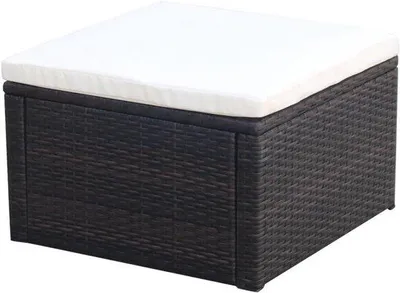Zdjęcie produktu dla Kruk 53x53x30 cm - rattanowy, z poduszką - odporny na warunki atmosferyczne - idealny do ogrodu lub tarasu -