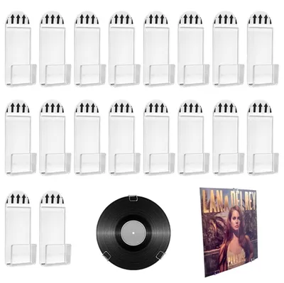 Productafbeelding van 18 stuks platen wandhouder, acryl vinyl wandhouder zelfklevend, transparant