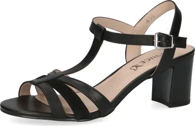 Produktbild von Caprice Damen Sandale T-Steg Schnalle Leder Sandalette 9-28308-42, Größe:38.5 EU, Farbe:Schwarz