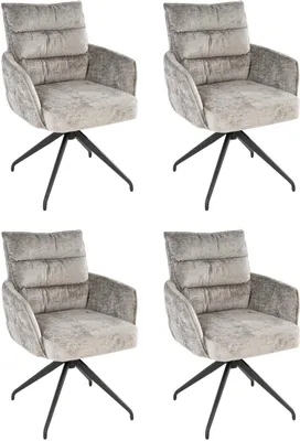 Produktbild von Polsterstühle - Grau - Schwarz - Webstoff - Metallgestell - drehbar - 4er Set