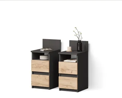 Immagine prodotto di Comodino Livinity Roya Antracite/Rovere dorato Set di 2, Model 62511