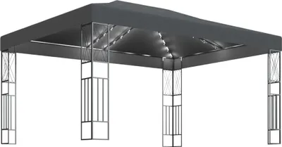 Produktbild von vidaXL Pavillon mit LED-Lichterkette 3x4 m Anthrazit Stoff