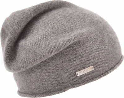 Seeberger Strickmütze-Beanie aus 100% Kaschmir mit Rollrand in braun