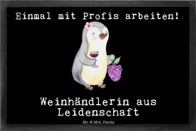 Produktbild von Mr. & Mrs. Panda Bodenvorleger Weinhändlerin Leidenschaft 40 x 60 cm - Schwarz - Geschenk, Gummi-Fußmatte, Fußabtreter, Schmutzfangmatte, fußmatte, Türmatte, Gummimatte