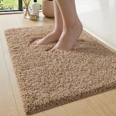 Productafbeelding van Badtapijt, 40 x 60 cm, antislip, absorberend, extra dik, wasbaar, beige