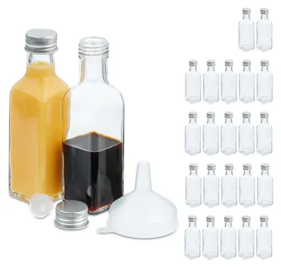 Image de Flacons en verre - Lot de 24 - 100 ml - Transparent/argenté