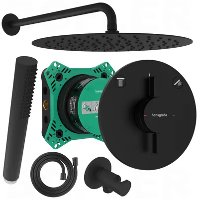 Produktbild von HANSGROHE DuoTurn S | BOFLER Unterputz Duschsystem Duschset #31, I-BOX 2, Armatur, Regendusche Ø30cm, Brausearm, Brauseset mit Schlauch matt schwarz