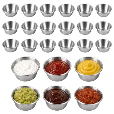 24 Edelstahl Mini-Schalen für Saucen, Dips & Snacks