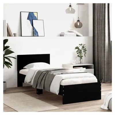 Produktbild von Bettgestell ohne Matratze mit Kopfteil schwarz 90x190 cm Einzelbett