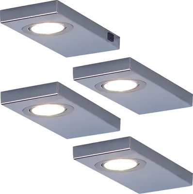 Produktbild von Rolux 4er-Set LED Leuchte LEON - 4 x 3 W, Edelstahl, 3200 K warmweiß, inklusive Konverter und Masterschalter; 141524