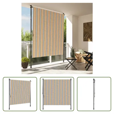 Zdjęcie produktu dla Roleta zewnętrzna Living Store żółto-biała 150x270 cm tkanina i stal