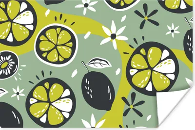 Produktbild von MuchoWow® Poster Sommer - Blumen - Obst 90x60 cm - Schlafzimmer