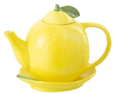 Immagine prodotto di Teiera con piattino - Vetroceramica giallo limone