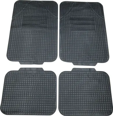 Image de 4x Tapis en caoutchouc Tapis de sol en caoutchouc Tapis de voiture SET AVANT + ARRIÈRE en noir