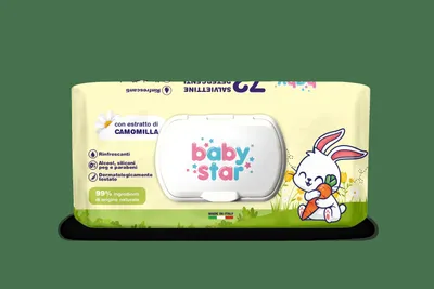 Immagine prodotto di Babystar Salviettine Bebe' Camomilla 72 Pezzi