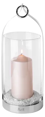 Produktbild von LONIDA Windlicht mit Glas - H.36cm x D.15cm - silber - Edelstahl /Glas