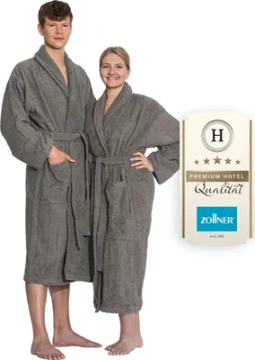 Produktbild von Bademantel, Baumwolle, 6XL, braun-grau, mit Schalkragen