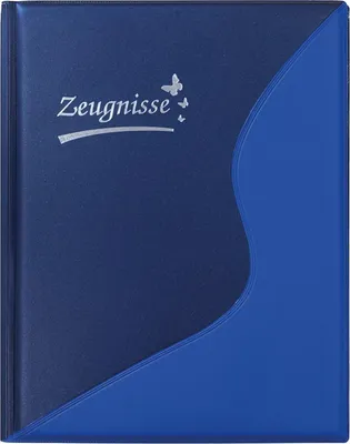 Produktbild von Idena Zeugnismappe DIN A4, 12 Hüllen blau/dunkelblau