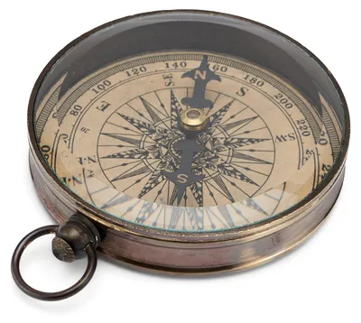 Productafbeelding van Elzusha - Antiek Messing Zakkompas met Geslepen Glas - 7.5 cm