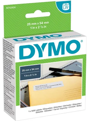 Produktbild von DYMO Original LabelWriter Rücksendeadressetiketten (Groß) | 25 mm x 54 mm | Rolle mit 500 leicht ablösbaren Etiketten | selbstklebend | Beschriftungsgerät für LabelWriter Etikettendrucker