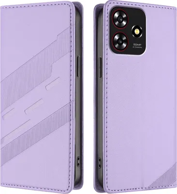 Produktbild von Hülle für ZTE Blade A73 4G, Kunstleder Brieftaschen Handyhülle mit Kartenfach und Standfunktion Violett