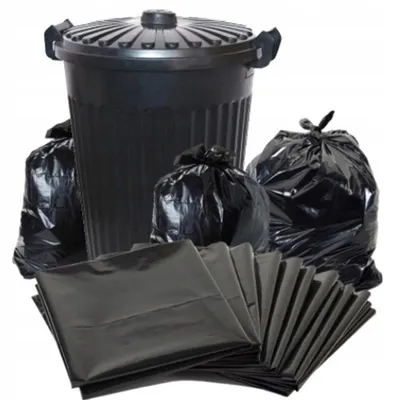 Produktbild von Schwarze Müllbeutel 60L 10 Stück sehr robust aus LDPE für Haus Büro und Betrieb reißfest und auslaufsicher