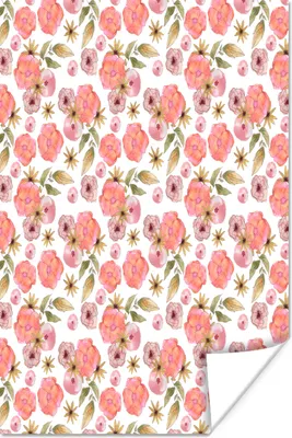 Produktbild von MuchoWow® Poster Blumen - Rosa - Muster 60x90 cm - Wanddekoration