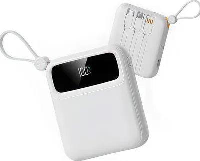 Produktbild von Powerbanks, Powerbank, 10000 mAh tragbares Ladegerät mit eingebautem Kabel, 22,5 W Schnellladung, 6 Ausgänge, schlankes Reise-Akkupack mit LED-Anzeige