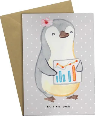 Produktbild von Mr. & Mrs. Panda Grußkarte Wirtschaftsanalytikerin Herz - Grau Pastell - Geschenk, Grußkarten, babykarte, hochzeitskarten, weihnachtskarten, osterkarte, einladungskarten
