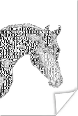 Produktbild von MuchoWow® Poster Pferd - Buchstaben - Weiß - Mädchen - Kinder - Mädchen 60x90 cm - Wanddekoration