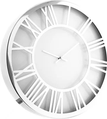 Obrázok produktu pre Nástenné hodiny Almina s rímskymi číslicami v bielej/striebornej farbe 60 cm moderný dizajn