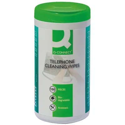 Produktbild von Q-CONNECT - Q-CONNECT Reinigungstücher für Telefone Packung mit 100 Tüchern