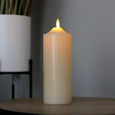 Produktbild von LED Wachskerze elfenbein 7,5x20cm Altarkerze Stumpenkerze Weihnachtskerze Kerze