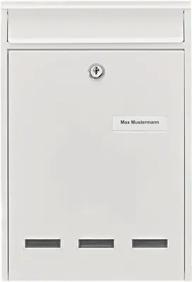 Produktbild von BURG-WÄCHTER 13770, Wandmontierter Briefkasten, Galvanisiertes Stahl, Weiß, Senkrecht, Schlüssel, Oben