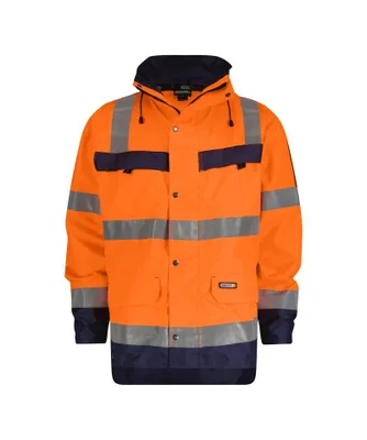 Produktbild von DASSY® Atlantis Warnschutz Regen-Parka NEONORANGE/DUNKELBLAU Gr.XL Länge: STANDARD
