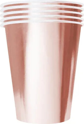 Obrázek produktu pro Vysoce kvalitní papírové kelímky v americkém stylu, recyklovatelné 20 kusů růžově zlaté 530 ml -