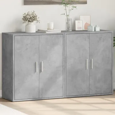 Image de vidaXL Sideboards 2 pcs. Gris béton 60x31x70 cm Bois composite