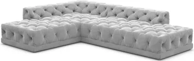 Produktbild von Samtstoff L-Form Lounge Sofa Meliva Hellgrau Links